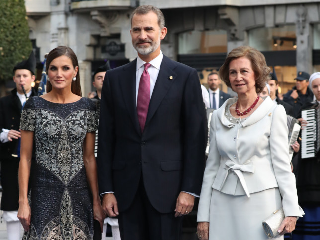Spanish Kings Felipe VI and Letizia and Queen Sofia of Greece during the Princess of Asturias Awards 2018 in Oviedo, on Friday 19 October 2018
